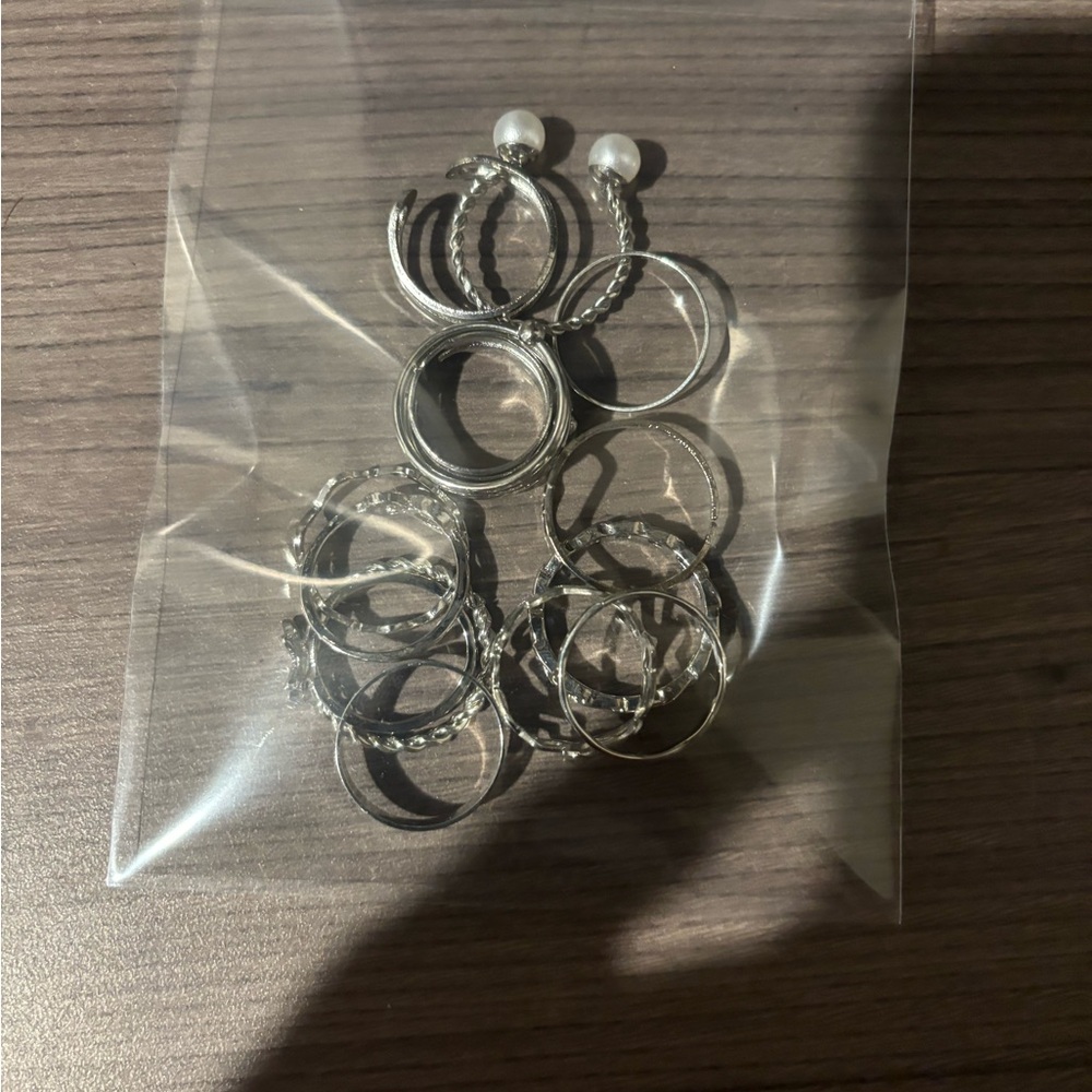 Set of Mixed Silver Tone Stackable Rings - Picture 2 of 2